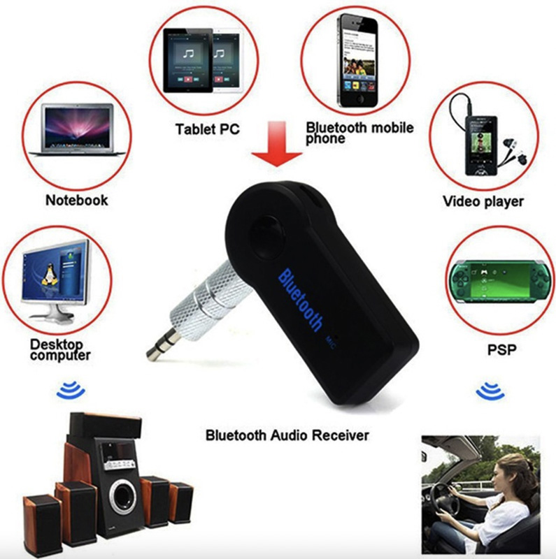 Trådlös Bluetooth FM -sändare MP3 Aux 3.5mm Handfree Car Kit hörlurar