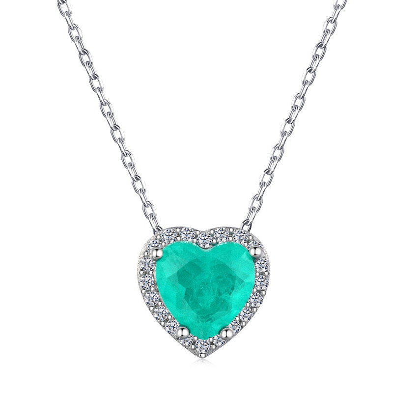 Romantisch luxueus 925 Sterling Silver Heart Hanger Ketting Woman Designer Sieraden Green 5a Cubic Zirconia Diamond Choker -ketting Kettingen Grilfriend Geschenkdoos