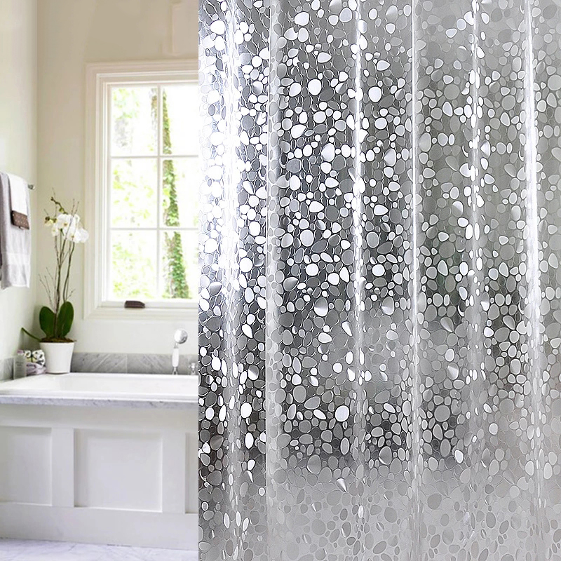 Waterproof Transparent Bathroom Shower Curtain Clear 3D PVC Plastic Bathing Sheer Washroom Bath Shower Curtains Screen With Hooks