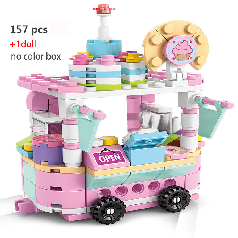 City Street Shop – blocs de construction de voitures, jouets créatifs compatibles, Mini briques classiques, magasin de crème glacée, restauration rapide, cadeaux pour enfants