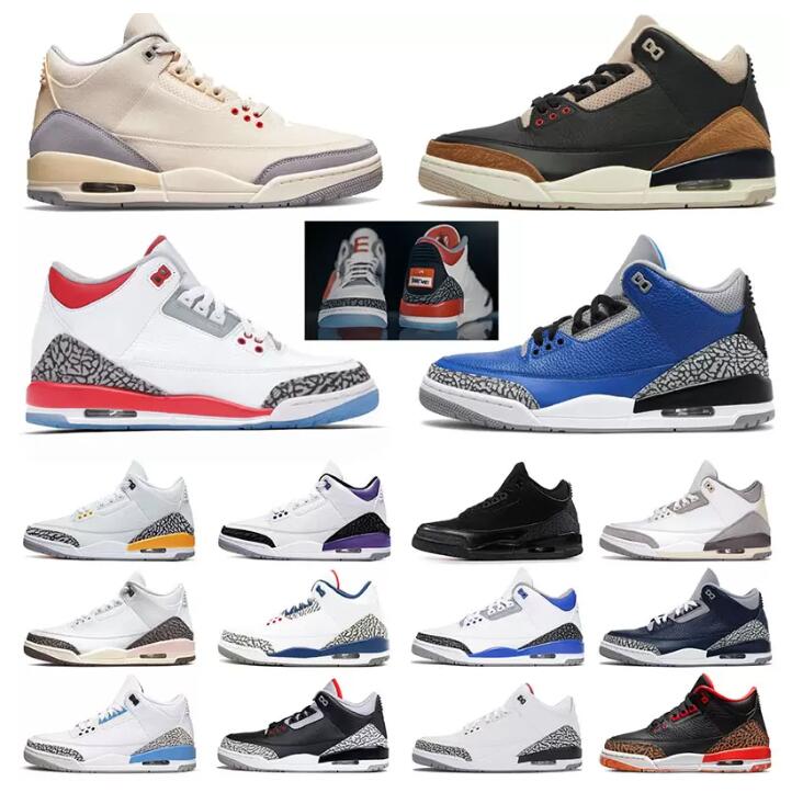 2023 NEW Fashion Jumpman Mens 3 Basketball Shoes 3s Patchwork Pine Green A Ma Maniere Racer Blue UNC Laser Orange Tinker Hatfield Cool Grey Infrared 40-47