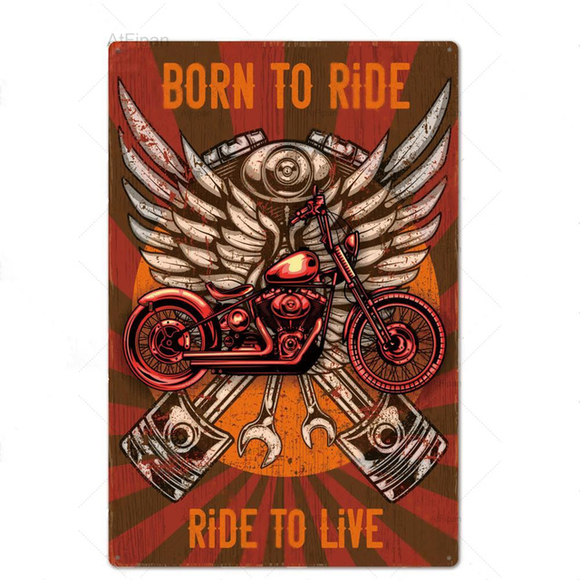 Cartel de chapa de motocicleta vintage Placa de metal Retro Route66 Decoración de pared para garaje Bar Pub Hombre Cueva Pintura de hierro Placa decorativa Decoración de arte personalizada Tamaño 30X20CM w01