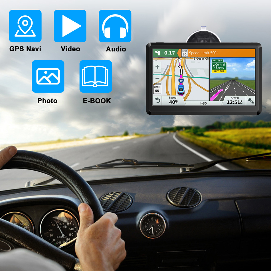 7 بوصة HD CAR GPS الملاحة 8G RAM 256MB FM Bluetooth Avin أحدث خريطة أوروبا SAT NAV TRACK GPS Navigators