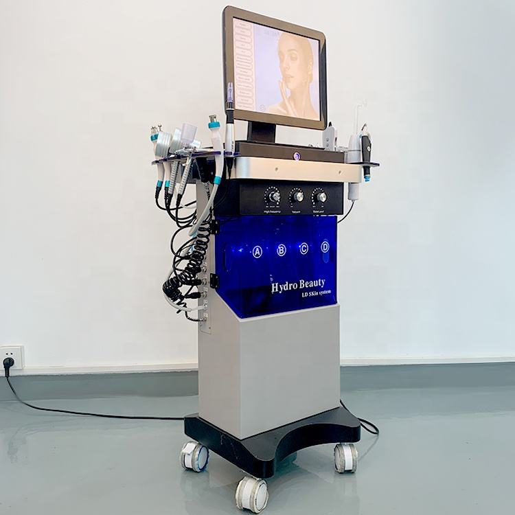 Professionelle Hydro-Haut-Gesichts-Mikrodermabrasionsmaschine, 14-in-1-Hautstraffungs-Hochfrequenz-Ultraschall-BIO-Wasser-Dermabrasions-Feuchtigkeitscreme-Maschine