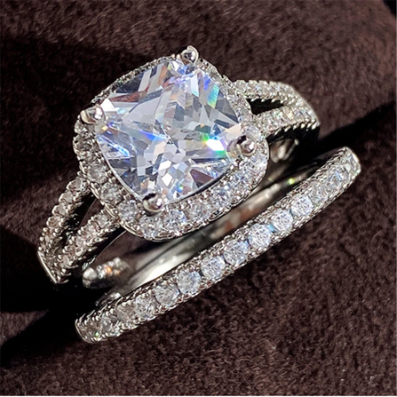 Bling AAAAA Zircon bague ensembles fête mariage bagues pour femmes hommes fiançailles bijoux Couple cadeau d'anniversaire