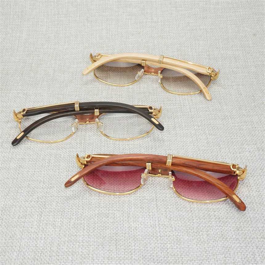 2024 10% Rabatt auf Luxusdesignerin neuer Sonnenbrillen für Männer und Frauen 20% Rabatt auf Trend Vintage Wood Frauen wickeln Gafas Männer für Outdoor Runde klare Glasrahmenschatten Eyewearkajia