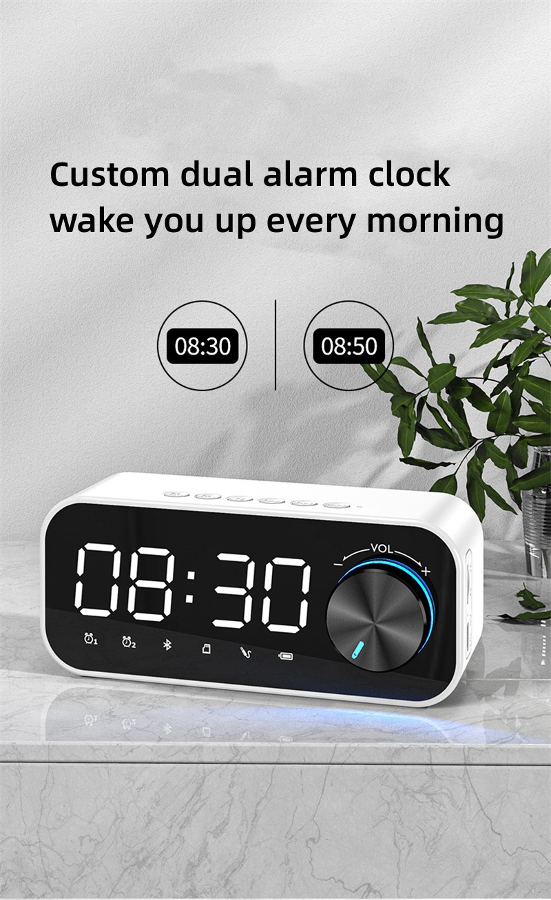 Bluetooth Liten högtalare B126 Nattljushögtalare Tung subwoofer Portable Mini Clock Hushåll Alarmklocka Desktop Högtalare Kicker Motorfordon Subwoofers