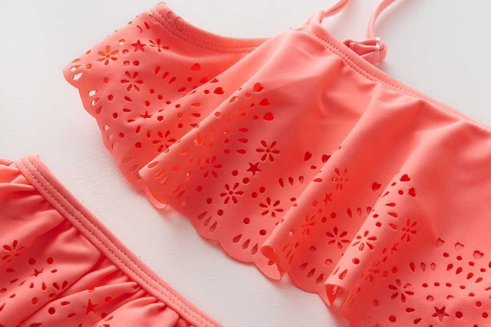 Traje de baño de una pieza para niñas adolescentes de 4 a 14 años, traje de baño de color sólido para niños, traje de baño de dos piezas para niñas, conjunto de Bikini para niños