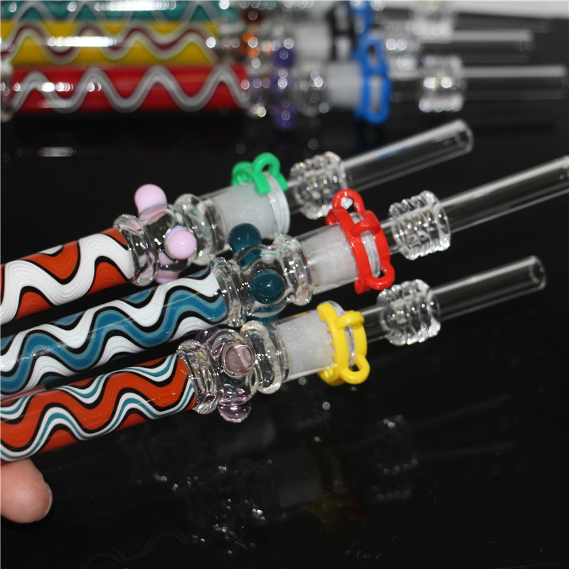 Glass Nectar Glass Pipes colorful Hand Painting top Quartz Tip Concentrate Dab Straw for water pipes Bong HandPipes