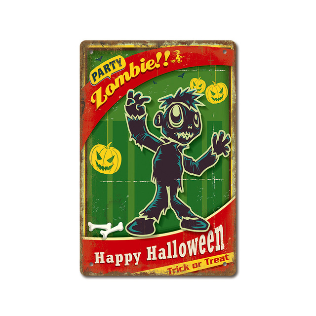 Happy Halloween Scary Ghost Festival Metal Painter Poster Vintage Metal Tin Sign Decor Plaat Home Keuken Bar Wandborden Plaques Decoratie 30x20cm W03