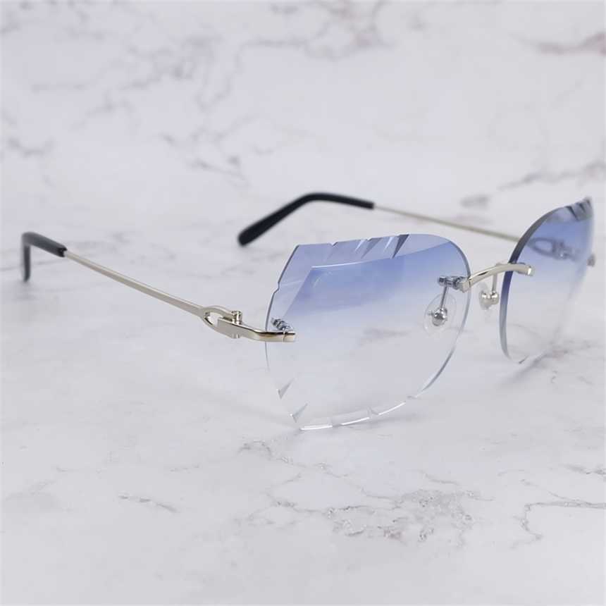 Nieuwe Designer Zonnebril Men's Luxe Designer Dames Zonnebril Randless Sawtooth Diamond Cut -bril Men Men Mode Shades Women Trending Product Eyewear Gafas de