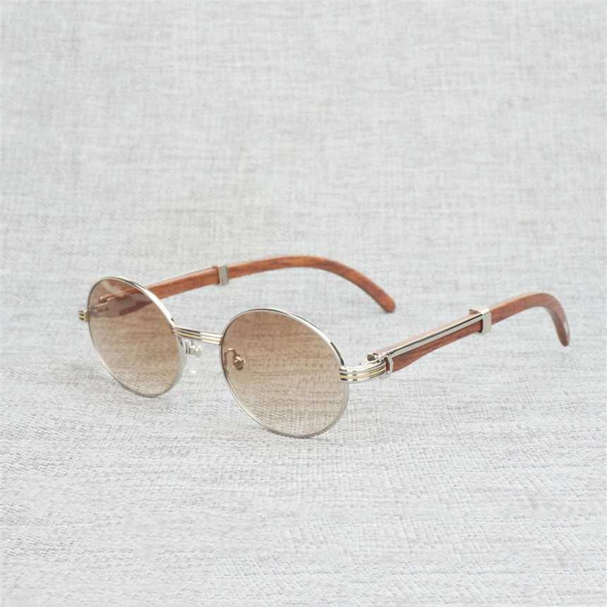 2024 Gafas de sol de mujeres de lujo para hombres Vintage Blanco Búfalo Búfalo Hombres Redondeo de gafas de madera de madera Natura