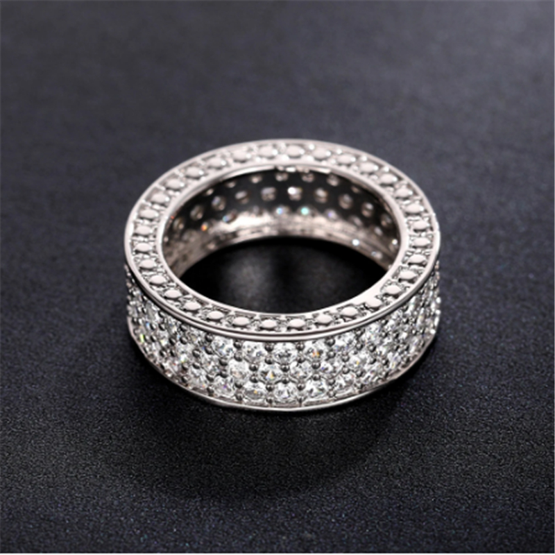 Bling Full Lab Labing Ring Ring 925 Sterling Silver Party Banding Band Rings For Mulheres Men prometem um presente de joalheria de noivado