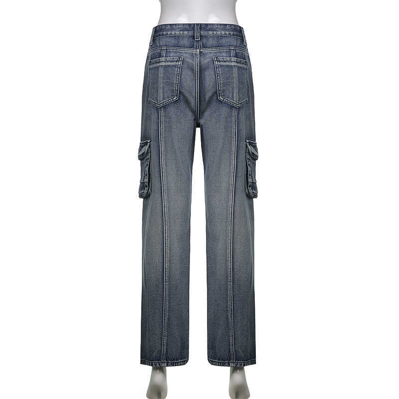 Damesbroek capris lage taille hete denim cargo jeans streetwear retro grunge fairycore broek vintage streetwear 90s rechte broek cutepsycho l230310