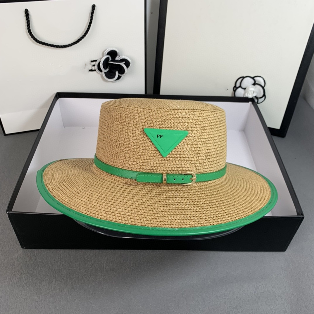 Chapeau de paille design pour femmes plat été plage protection solaire haute qualité hommes et femmes même triangle pare-soleil