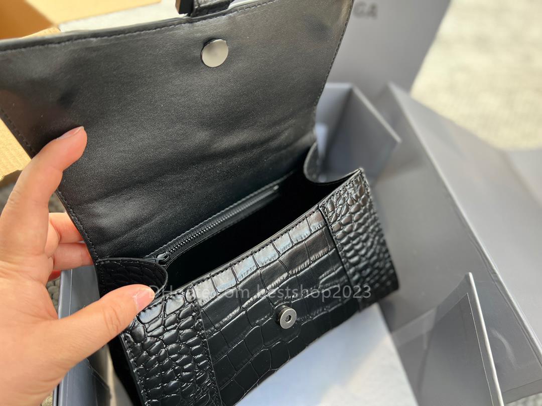 Bolsa de compras clássico preto e moda saco feminino bolsa de ombro para mensageiro jacaré tamanho de bolsa de ampulheta tamanho da bolsa