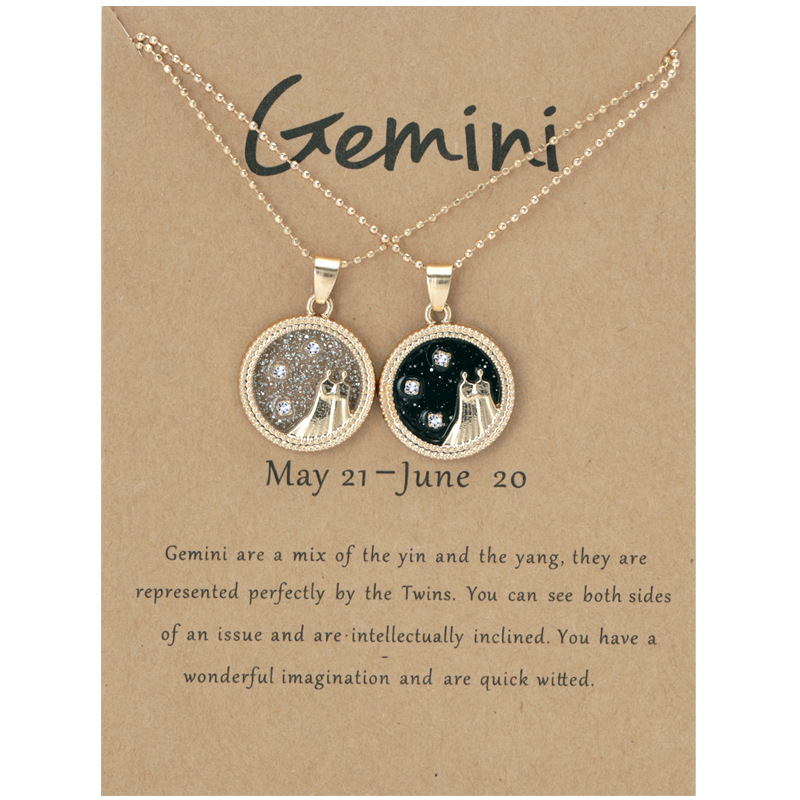 Jour nuit ciel étoilé 12 Constellations pendentif colliers pièce Couple clavicule chaîne collier bijoux avec carte-cadeau