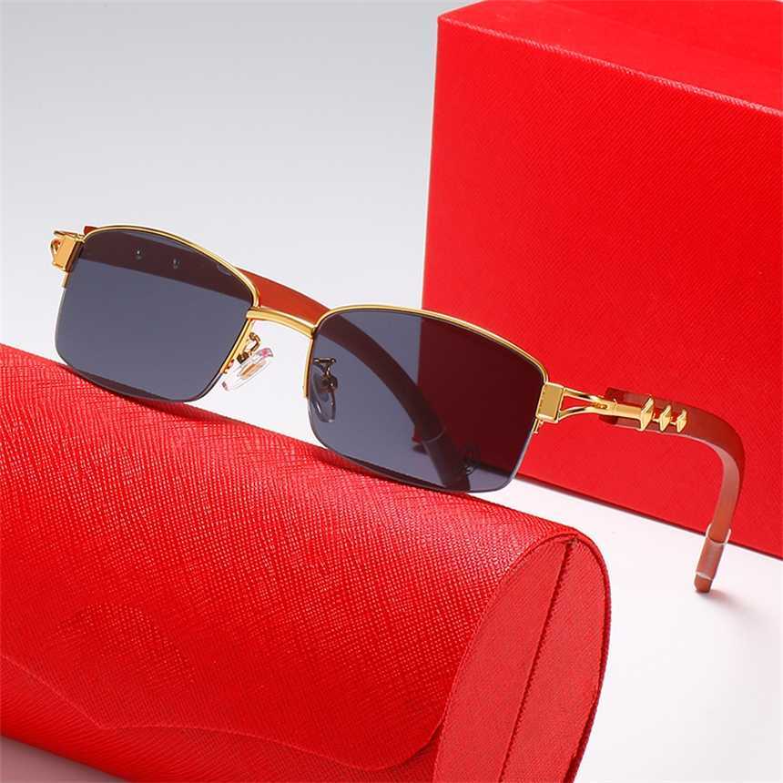 2024 Top designers 10% OFF Luxury Designer New Men's and Women's Sunglasses 20% Off summer half frame fishing line Wooden leg square Fashion flat mirrorKajia