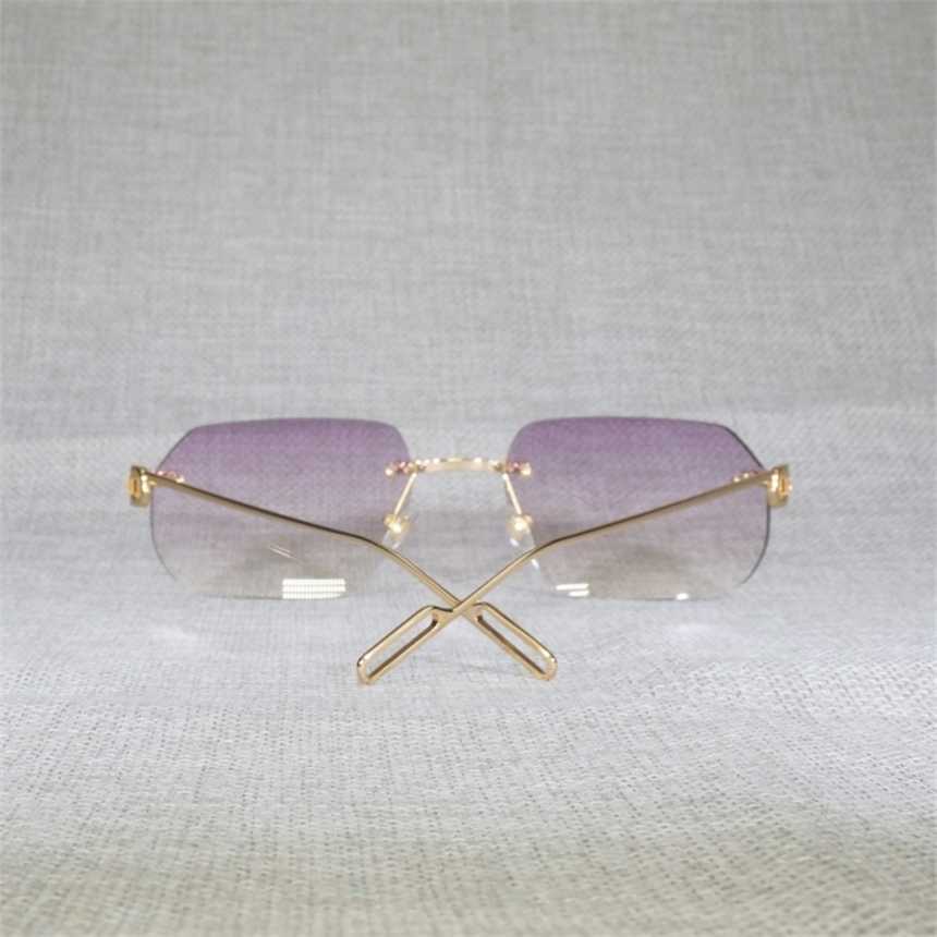 2024 Top designer maschili designer di lussuosi occhiali da sole femminile da sole vintage senza bordo quadrati di lenti oculos forma sfumatura telaio in metallo vetri trasparenti lettura di gafas donne all'aperto