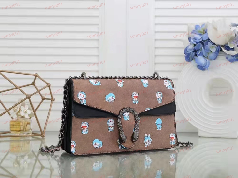 Chain Cross Body Bag Designer Handbag Tofu Bun Purse High Quality Luxury Vintage Key Wallet Classic Small Bags Cartoon Pattern