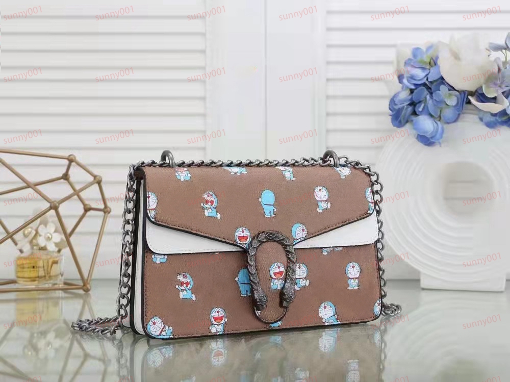 Chain Cross Body Bag Designer Handbag Tofu Bun Purse High Quality Luxury Vintage Key Wallet Classic Small Bags Cartoon Pattern