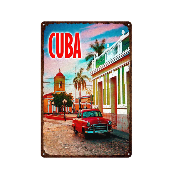 WD 40 Retro Art Tin Decor Cuba Havana Bali Style Metal Plate Японская самурайская живопись кимоно