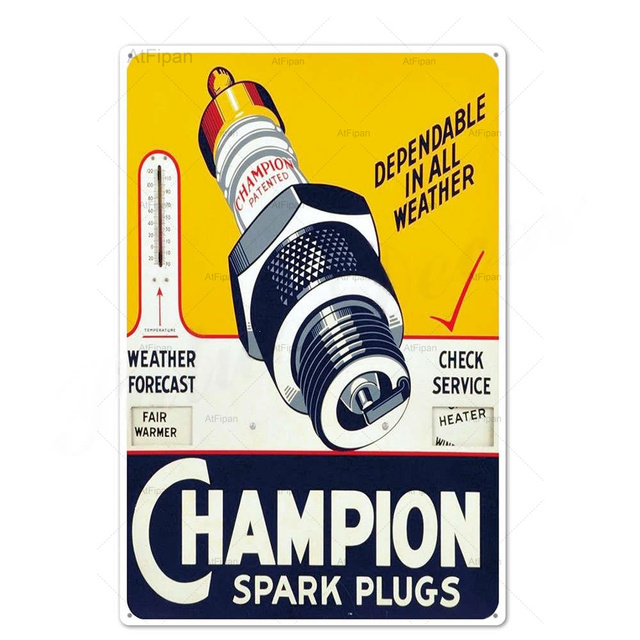 Champion Sign Plaque Garage Métal Vintage Tin Sign Moteur Métal Signes Plaque Décorative Rétro Garage Décor Bar Pub Man Cave Décor Personnalisé Art Décor Taille 30X20 w01