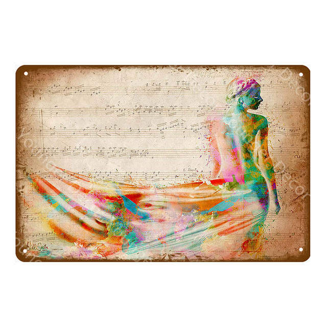 nouveau Vintage art étain Peinture En Métal Signes Musique Guitare Ukulélé Affiche Art Artisanat Pour Pub Bar Home Room Decor Wall Sticker Rétro personnalisé Plaque taille 30x20cm w02