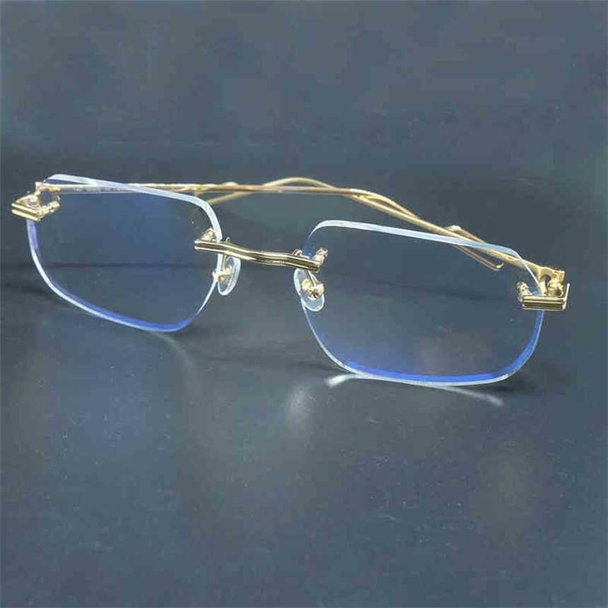 2024 Nieuwe hoogwaardige luxe designer Dames Zonnebril Damesrandloze bril met de bril Mode transparante brillen Desinger Clear Gold Frame Espejuelos Mujer -bril