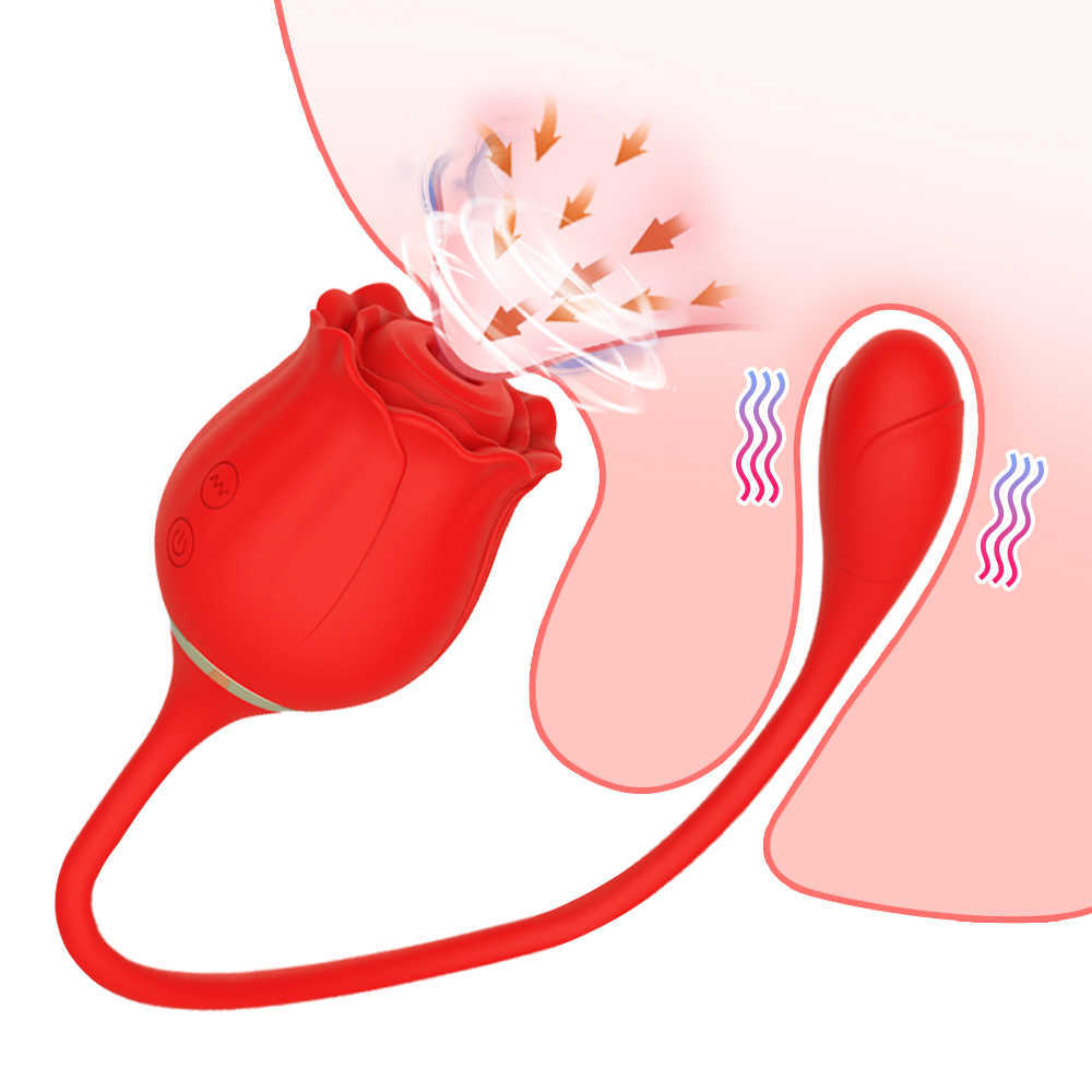 NXY Vibratory 2 w 1 Ssanie pochwy dla kobiet Róża kształt silny stymulat