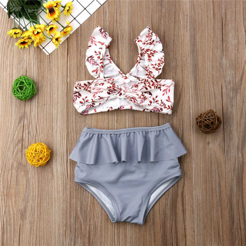 Één-stuks kinderen zwemkleding meisjes luipaard afdrukken kleine meid badkleding badkleding voor kinderen zwempak strand slijtage ruches bikini set zwempak w0310