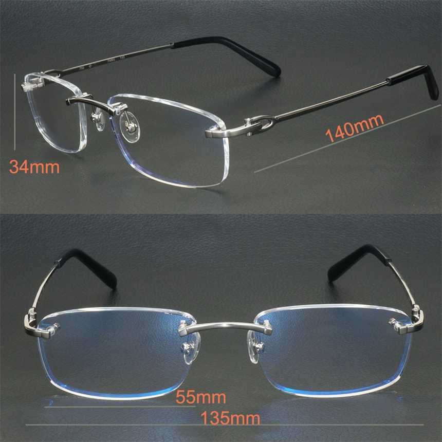 2024 New High Quality Men's Luxury Designer Women's Sunglasses Metal Square Clear Frames Men Women Rimless Glasses Optical Frame Spectacles Eyeglasses Computer