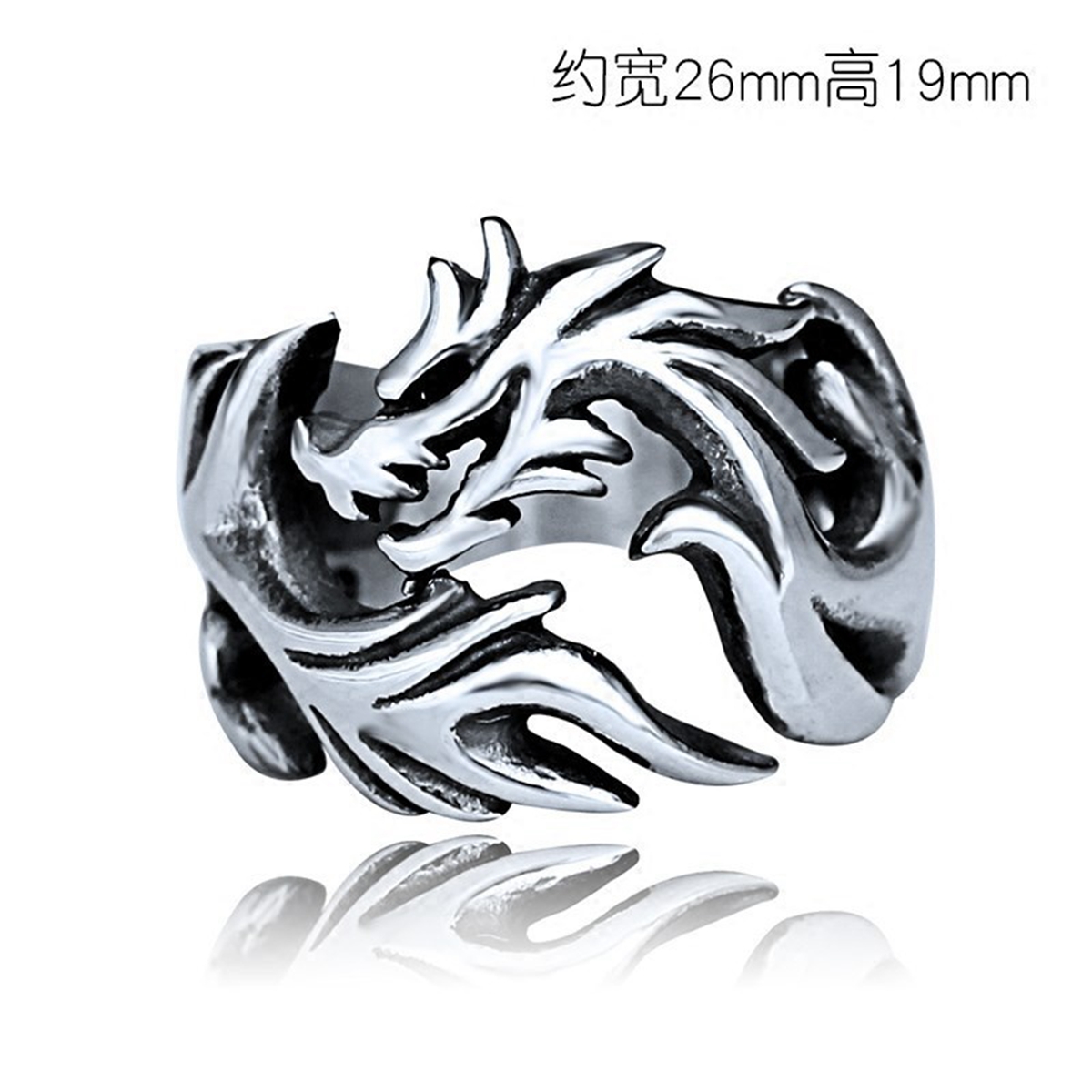 retro domineering alev ejderha yüzüğü açılış erkekler için ayarlanabilir erkekler hip hop rock unisex finger ring punk hediye