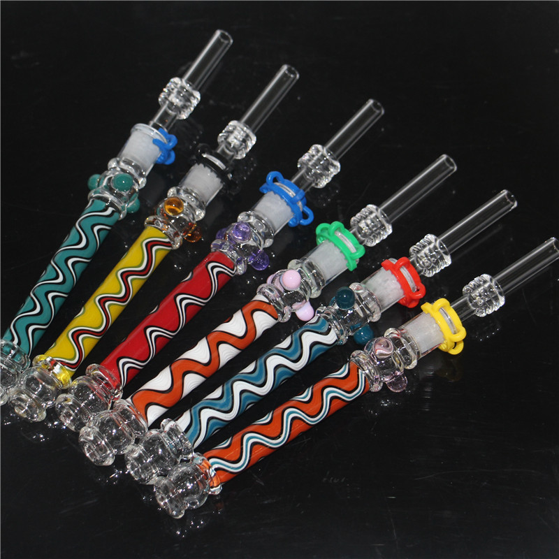 Glass Nectar Glass Pipes colorful Hand Painting top Quartz Tip Concentrate Dab Straw for water pipes Bong HandPipes