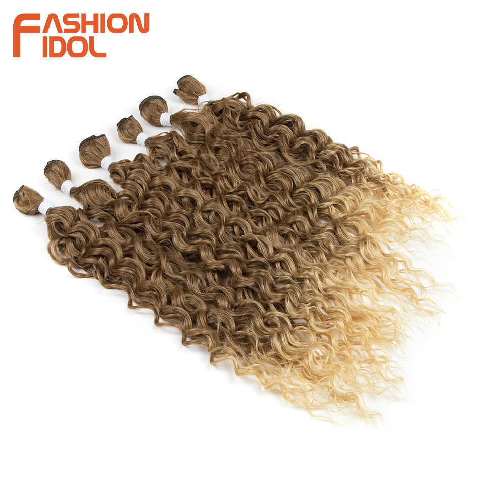 Perucas sintéticas Moda Idol Afro pura-pura de cabelo cacheado e sintético 24-28 polegadas /lote ombre tecelões loiros para mulheres negras 230227