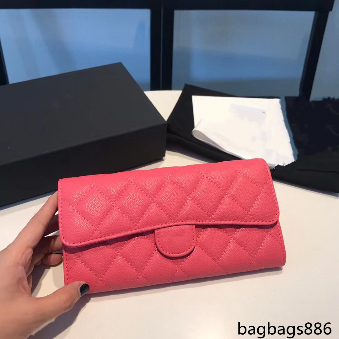 High-End Fashion Bag Women Designers High Quality Leather Wallet Lady Caviar Luxury Ling Two Folding High Copacity Handbags Walle342b