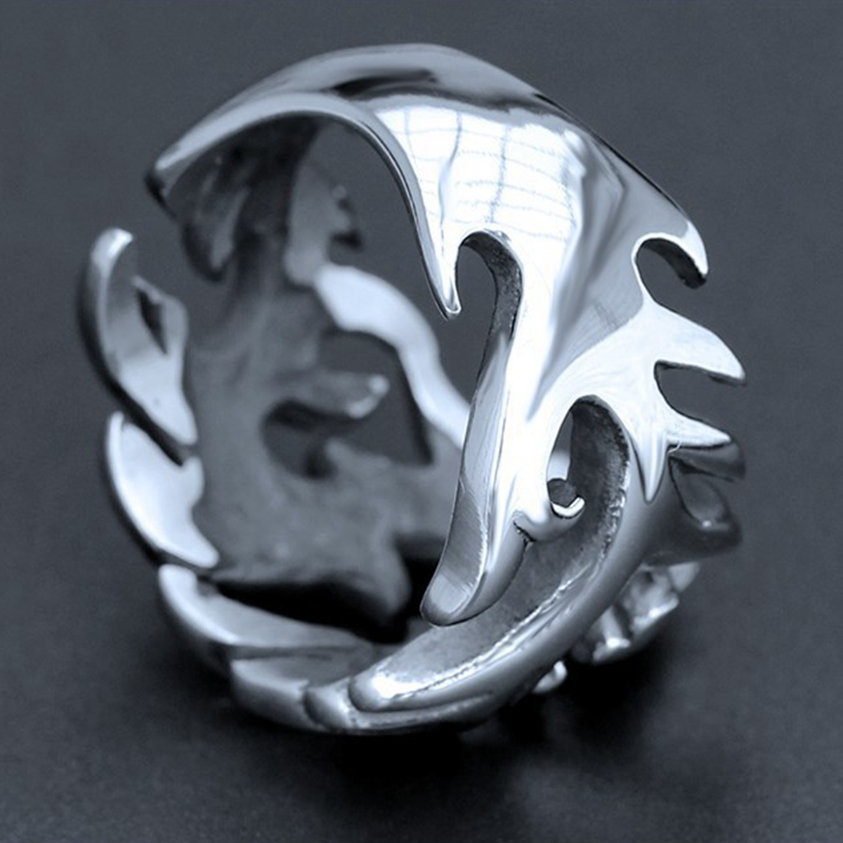 rétro Dominering Flame Dragon Ring ouverture réglable pour hommes Hip Hop Rock Rock Unisexe Anneau de doigt Punk Gift