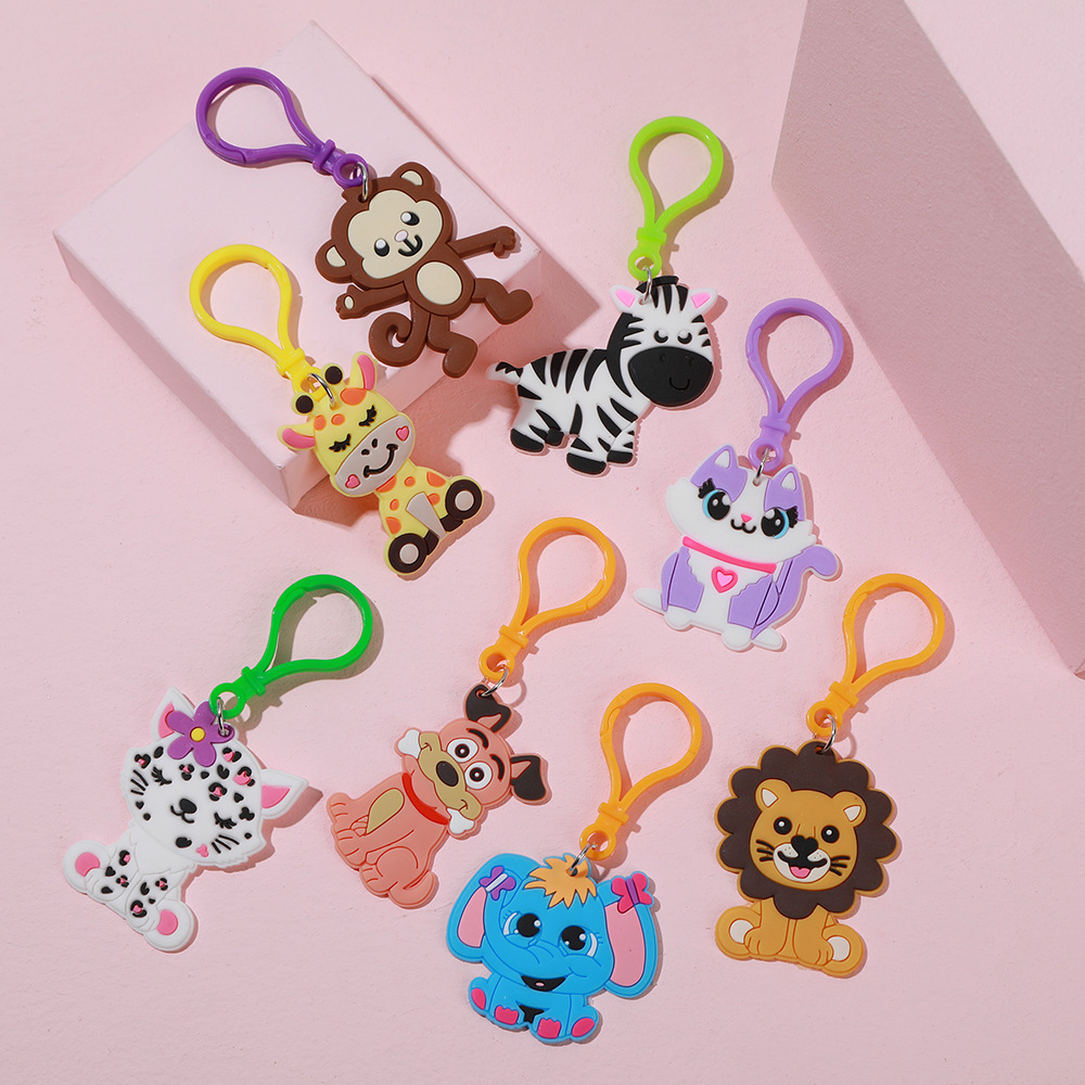 Dessin animé mignon Animal porte-clés pendentif cadeau alliage plastique PVC caoutchouc porte-clés accessoires sac voiture porte-clés suspendu