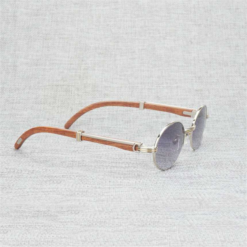 2024 Gafas de sol de mujeres de lujo para hombres Vintage Blanco Búfalo Búfalo Hombres Redondeo de gafas de madera de madera Natura