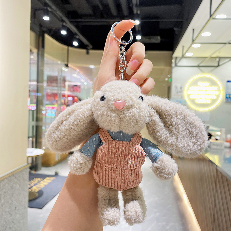 Mignon pantalon de transport lapin porte-clés pendentif lapin à longues oreilles en peluche poupée mini saisir poupée en peluche pendentif