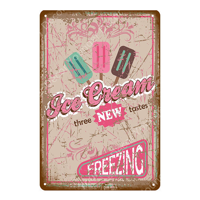 Novo Hawaii Art Tin Sign Ice Cream Metal Sinais de deliciosos comida de café da manhã Poster churrasqueira hambúrgueres pizza publa vintage bar home decoração personalizada tamanho 30x20cm w02