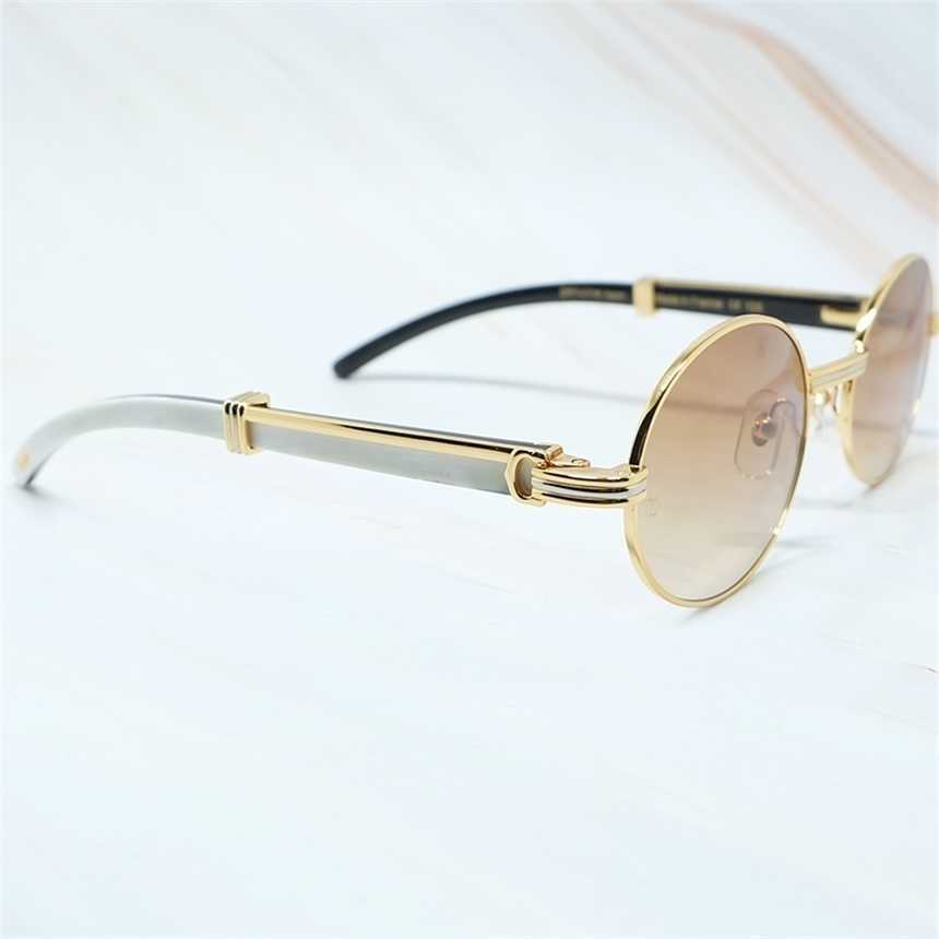 2024 meilleurs designers 10% de réduction sur le concepteur de luxe Nouveaux lunettes de soleil pour hommes et femmes 20% de réduction sur les hommes de corne de buffle blanc classiques marques lunettes ovales Roundkajia