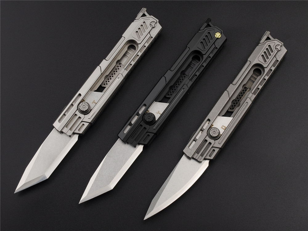 NAITHAWK couteau utilitaire multi-fonction Tanto Drop Point lame TC21 manche en titane avec clip de poche MT7