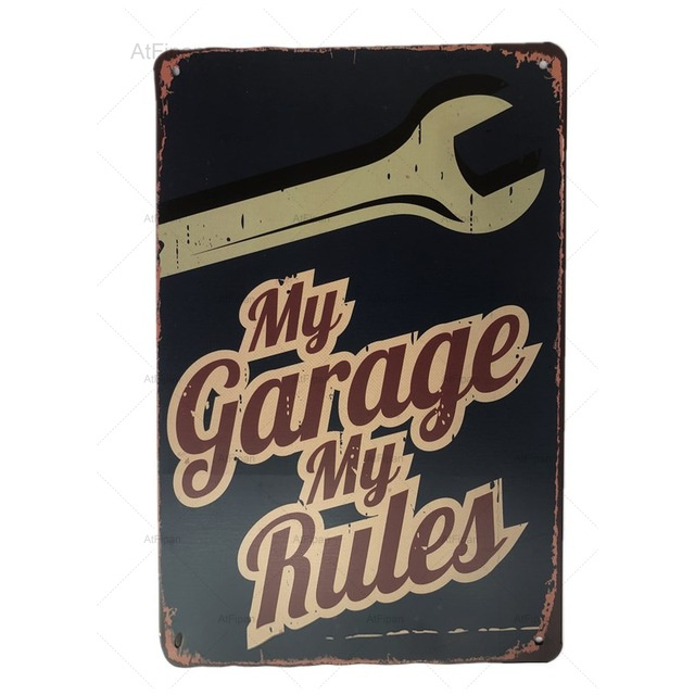 Ferramenta vintage Sinais de lata de metal Dadão adesivos de parede de garagem My Garage Gas Oil Placa rústica Route66 Poster Man Placas de caverna Decoração de parede de parede Decoração personalizada de arte 30x20 W01