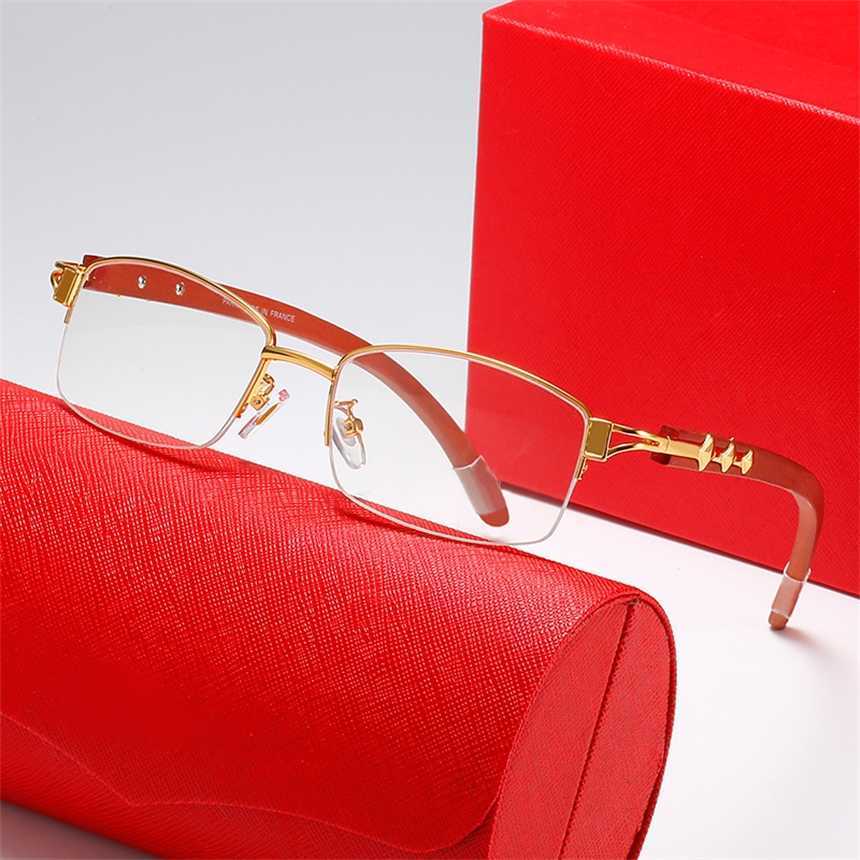 2024 Top designers 10% OFF Luxury Designer New Men's and Women's Sunglasses 20% Off summer half frame fishing line Wooden leg square Fashion flat mirrorKajia