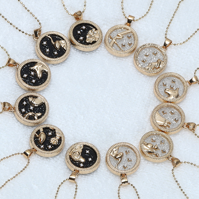Jour nuit ciel étoilé 12 Constellations pendentif colliers pièce Couple clavicule chaîne collier bijoux avec carte-cadeau