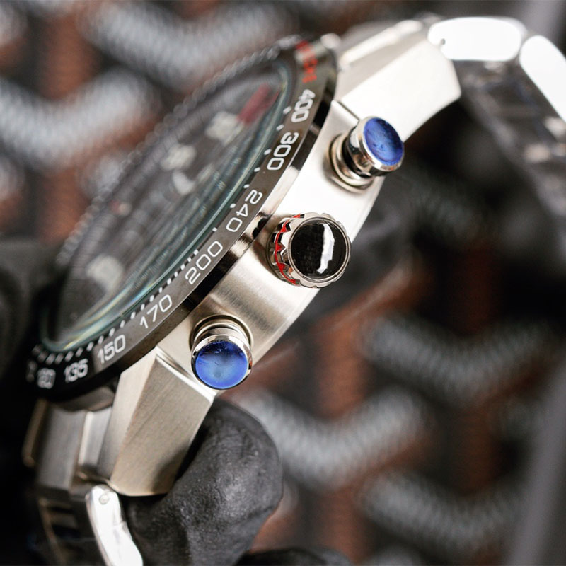 Titta på Mens Watch Quartz Movement 44mm rostfritt stål gummiläder remmar mode klockor vattentät designer armbandsur montre d267p