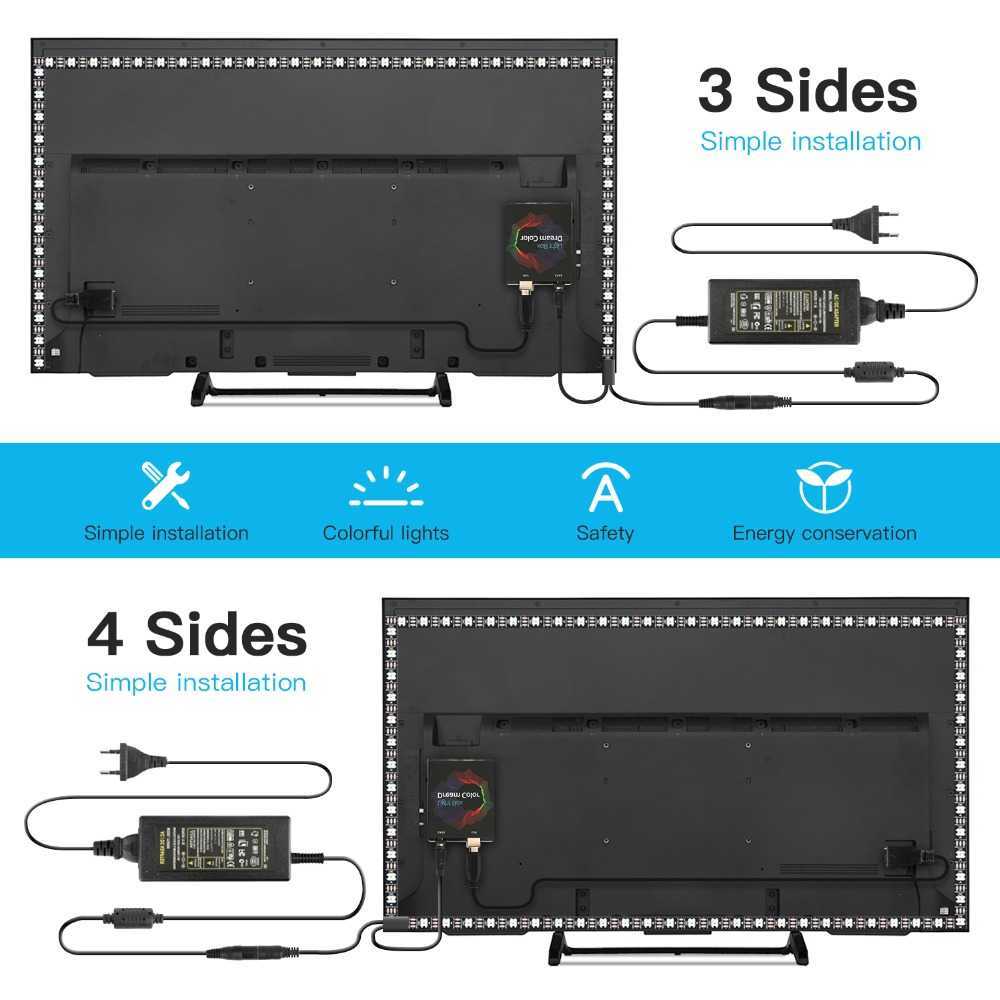 LED -remsor 5V WS2812B USB LED -strip Light 5050 RGB Dream Color Ambient TV -kit för stationär PC -skärm Bakgrundsbelysning 1M 2M 3M 4M 5M J230308