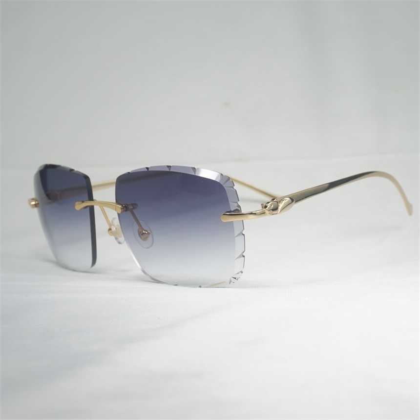 2024 Top -Designer für Männer Luxusdesignerin Frauen Sonnenbrillen Vintage Diamond Cut Leopard Style Übergroße Gafas Retro Shades Männer Brillen fahren randlose Eyewearkajia
