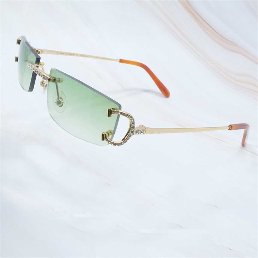 2024 FASHOUD OFF LUXE Designer Nieuwe heren- en dames zonnebril van mannen Vrouwen Randloze aankomst Rhinestones Man Sunglass Wire Iced Out Tinten Eyewearkajia